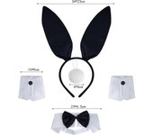 Disfraz de Conejo de Pascua,4 Piezas,Orejas de Conejo y Cuello de Lazo Accesorios, Cosplay de Fiesta de Pascua para Niños, Cosplay Traje de Conejo Accesorio