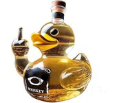 Botella de whisky con forma de pato dedo medio, divertida jarra de whisky con forma de pato para hombre, botellas de whisky de 10 oz, divertidas botellas de vino con forma de estatua de pato, regalo de broma único para bar, hogar y oficina (botella A