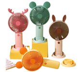 Mini ventilador de bolsillo portátil con soporte para escritorio, ventilador eléctrico de carga USB con diseño de animados. 1 piezas