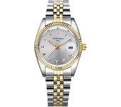 CHRONOS Men Luxury Rhinestone Watch Gold Waterproof Stainless Steel Bracelet Calendar Wrist Watch Male Two Tone Business Clock