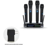 Professional VHF Wireless Microphone System 4 Channel Handheld Karaoke Microphone for Home Party Church Event TV Speaker