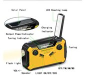 Radio multición manivela Solar USB FM/AM Radios meteorológicas de emergencia Banco de Energía Radio de alto volumen de Muy calidad