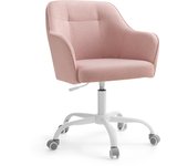 SONGMICS Silla de Estudio, Silla Giratoria, Altura Ajustable, Carga de 110 kg, Marco de Acero, Tela de Algodón-Lino Transpirable, para Estudio, Dormitorio, Azul/Gris/Gris Claro/Marrón/Negro/Rosa/Verde