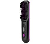 ZVD 2-in-1 Straight Hair Brush, Wireless Straightener, Fast Heating, Portable, Hot Curler, USB Charging (Black)
