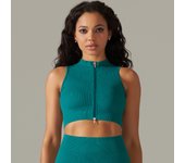 Chaleco deportivo con cremallera para mujer, chaqueta sin mangas para correr, camisetas de Yoga, camisas acanaladas, Top deportivo