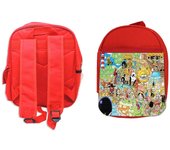 MERCHANDMANIA PACK MOCHILA ROJA Y ESTUCHE one piece todos minks luffy tripulación pirata school material anime manga shonen