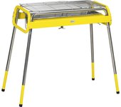 Outsunny Parrilla de Carbón, Parrilla para Barbacoa, Parrilla Plegable con 2 Parrillas, Placa para Parrilla, Patas Plegables, Bandeja de Carbón Extraíble, Parrilla para Camping, Acero Inoxidable, 85 x 43 x 72 cm, Amarillo