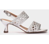Pedro Miralles Sandalias de tacón trenzadas de color plata modelo MEXICO en tonos . Hecho a mano en España.