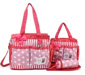 Conjunto de cuatro bolsos de mamá con estampado de lunares grandes y de moda, multifuncionales, de gran capacidad, con diseño de mariposas, para festivales, de un solo hombro, para madre y bebé.