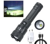 High Strong Power Led Flashlights 2000LM Tactical Torch with Display Light USB Charging Camping Fishing Emergency Zoom Lantern
