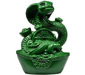 Estatua de serpiente tallada a mano en madera, estatua de serpiente del zodíaco chino, estatua decorativa de Feng Shui del año 2025 de la serpiente, decoración de escritorio para el hogar (verde)