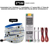 24V Running Water Flowing LED Strip Light 2in 1 PIR Motion Sensor Stair Controller for WS2811 Pixel Chasing Effect Tape Lamp 10M