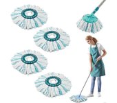 Set of 4 Replacement Heads for Leifheit Clean Twist Disc Mop Micro Set, 2-Fibre System for Round Floor Mop, Compatible with Leifheit Clean Twist M Mop