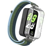 Suitable for Xiaomi Band 9 active nylon loop strap+PC plastic protective case for Redmi Band 3 replacement accessory strap
