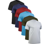TELALEO  6pcs Solid Casual Sports Men's Short Sleeve Crew Neck T-shirts Set, Summer Outdoor
