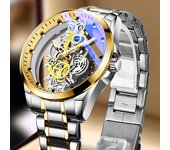 2024 New Men Watch Skeleton Quartz Wristwatch Gold Skeleton Retro Man Watch Top Brand Luxury Clock Mens Watches Reloj Hombre