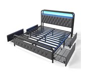 Somier Metálico Cama 180x200 Somier Y 4 cajones, terciopelo (sin colchón)
