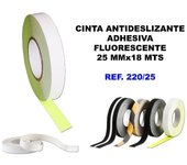 Cinta antideslizante adhesiva 25mmx18mt.fluorescente 220-25