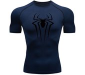 Spider Print Compression Shirts for Men Summer Short Sleeve Rash Guard Gym Workout Tshirt Athletic Quick Dry Undershirts Tops