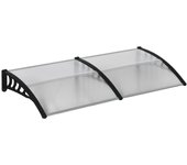 Outsunny Pent Canopy Marquesina para puerta de entrada 200 x 96 x 27 cm Marquesina con protección UV, protección contra la lluvia, protección solar para exteriores, aluminio negro