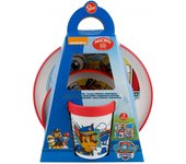 La Patrulla Canina Set Vajilla Premium 3PCS Bicolor Antideslizante Apto para Microondas - Vajilla Infantil Libre de BPA
