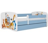 Cama 140 x 70 cm Kocot Kids com gaveta e colchão BabyDreams Animals Blue