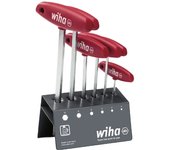 Wiha Juego de Llaves Allen con Mango Corredizo Hexagonal Magicring® en Soporte de Banco de Trabajo, de 6 Unid., en Niquelado Brillante (22096)
