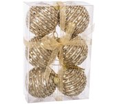 Gerimport Set 6 Bolas Navidad Diamantes Oro 6 Cm - Adornos Navideños