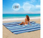 Mantas de picnic, de Playa Manta, 80 ''x 80'', extragrande, Gruesa, 3 Capas, Hardy a la arena, lavable a Máquina, impermeable, plegable, de gran tamaño, para Exterior, para acampar, Parque, Viajes, céped (Rayas azules y Blanca)