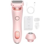 2 en 1 Bikini Trimmer máquina de afeitar eléctrica para mujeres, Silky Glide Pro depilación para afeitar piernas, brazos, axilas y cara rosa