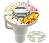 Silicone Snack Bowl Food-Grade Reusable Snack Tray Lightweight Snack Ring with 4 Compartments for Stanley Cup Accessories