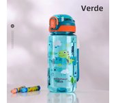 Botella De Agua Para Niños 600ml Con Palanca De Silicona Y Estilo Dinosaurio Resistant To Desborde Plástico Ecológico Para Verano