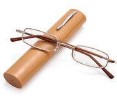 Portable Lightweight Slim Reading Glasses with Tube Case Anti Blue Light Readers Glasses for Men Women Mini Compact Eyeglasses