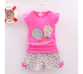 New Baby Girls Clothes Sets Summer Kids T-shirt Tops+Short Pants Clothes Suit Toddler Girl Lollipop Printed Infant Clothing Sets