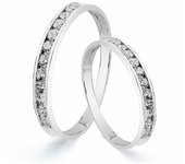 Inmaculada Romero Alianza Oro Blanco 18k Carril Circonitas 2.5mm Mujer Joyería Diamante Elegante