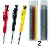 Solid Carpenter Pencil Set Woodworking Tools Mechanical Pencil 5 Colors Refill Construction Job Tools Carpentry Marking Scriber