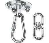 Gancho de techo resistant de 400 kg de capacidad, Kit de suspensión de Gancho para hamaca de Maple inoxidable with rotación de 360 °, soporte de techo Redondo para yoga Aéreo, Silla Colgante, saco de boxeo y columpio.