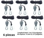 6Pcs Camping Tent Tie Down Rope Tightener Fastening Wind Rope Buckle Pulley Ratchet Hangers Awning Rope Hook