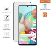 Tumundosmartphone Protector Cristal Templado Completo 5D Full Glue Negro para Samsung Galaxy A71 5G Vidrio