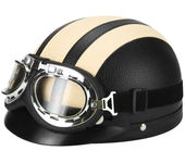 Motorcycle Helmet Men And Women Classic Leather Vintage Open Face Half Helmet Motor Scooter Electric Scooter Helmet Goggles New