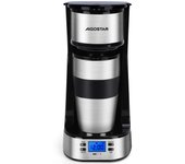 Aigostar Cafetera de Goteo con Cafetera de Viaje y Taza Térmica, Temporizador Programable 24H, 700W, 14 oz, 420ml, Pantalla LCD, Filtro Reutilizable, Auto Apagado