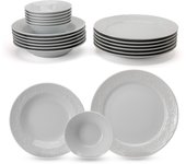 Vajilla de Porcelana Güral Porselen Bahar Dalı - Vajilla de 18 Piezas para 6 Personas – Vajilla Completa de Porcelana Blanca