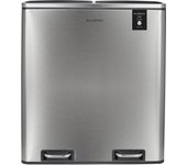 Les Collectors Cubo de basura de Reciclaje Cocina, 60L, 2x30L, acero inoxidable, 66 cm