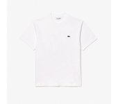 Camiseta Blanca Lacoste de Corte Clásico de Punto de Algodón