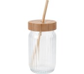 Well Home Vaso de cristal con tapa de bambú de 500ml