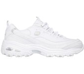 Cómoda  Deportiva mujer clásica de Skechers D'LITES FRESH STAR actualizada de cuero blanco. Suela flexible y ligera de caucho. Plantilla de Memory-Foam. Altura Tacón bajo (3-5 cm) Referencia 11931-WSL