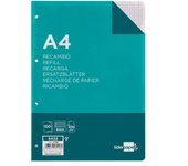 Recambio para archivador A4  Oferta Pack de 2 unidades , Se envian 2 recambios, LIDERPAPEL - Paquete de 100 hojas, cuadrícula 4mm, 100 gramos, con margen // Ref: 47116
