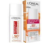 L'Oreal Paris Revitalift Clinical Crema Hidratante Anti-UV SPF50+ Diario con Vitamina C - Protección Solar y Hidratación Avanzada para el Rostro