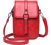 Bolso pequeño retro de cuero de aceite, bolso de doble capa de gran capacidad para teléfono móvil, monedero pequeño, bolso bandolera pequeño a juego de moda 2023