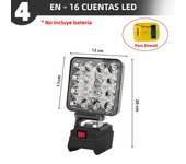 For Makita/Dewalt 18V Li-ion Battery LED Work Light 4/5/8 inch Flashlight Portable Emergency Flood Camping Lamp Practicality